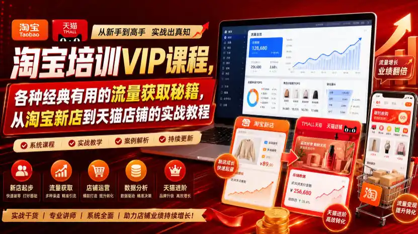 淘宝培训VIP课程,各种经典有用的流量获取秘籍,从淘宝新店到天猫店铺的实战教程(更新08月12日)-二当家网创资源站