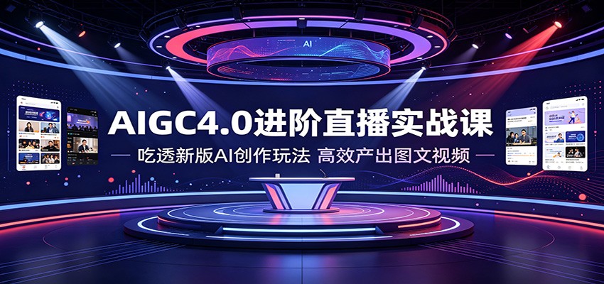 AIGC4.0进阶直播实战课：吃透新版AI创作玩法，高效产出图文视频-二当家网创资源站