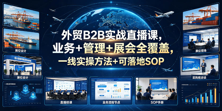 外贸B2B实战直播课,业务+管理+展会全覆盖,一线实操方法+可落地SOP-二当家网创资源站