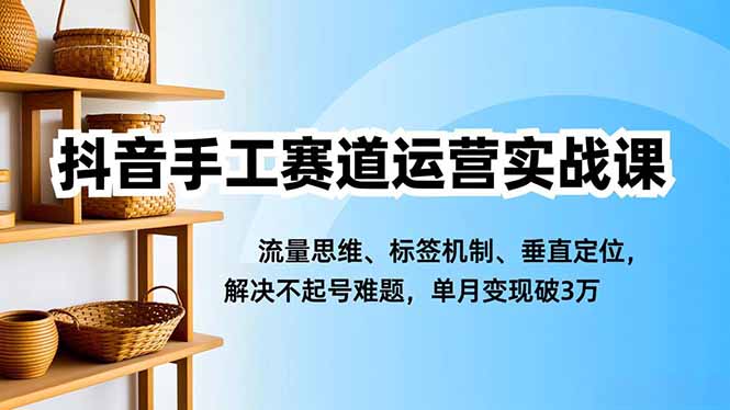 抖音手工赛道运营实战课，流量思维、标签机制、垂直定位，解决不起号难题，单月变现破3万-二当家网创资源站