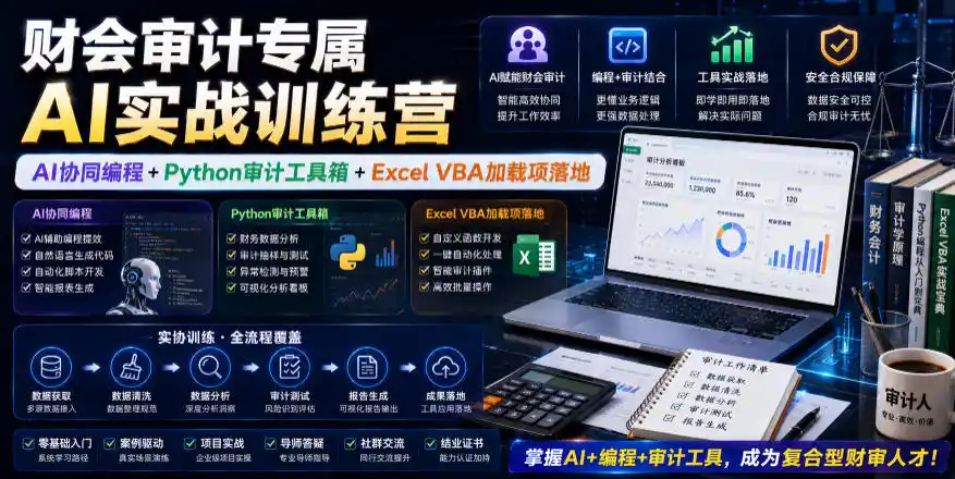 财会审计专属AI实战训练营|AI协同编程+Python审计工具箱+Excel VBA加载项落地(更新0816)-二当家网创资源站