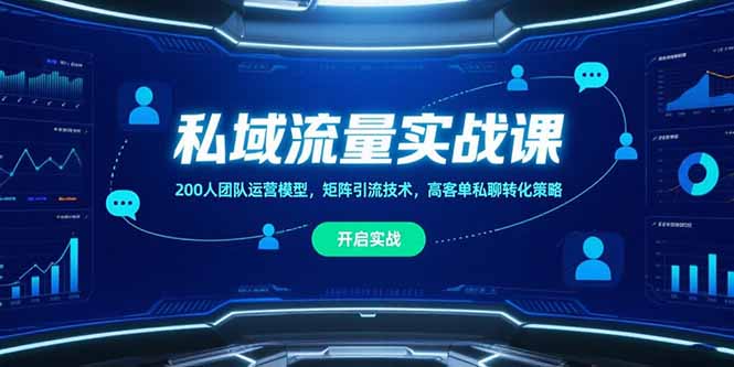 私域流量实战课，200人团队运营模型，矩阵引流技术，高客单私聊转化策略-二当家网创资源站