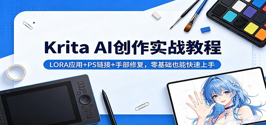 Krita AI创作实战教程：LORA应用+PS链接+手部修复，零基础也能快速上手-二当家网创资源站