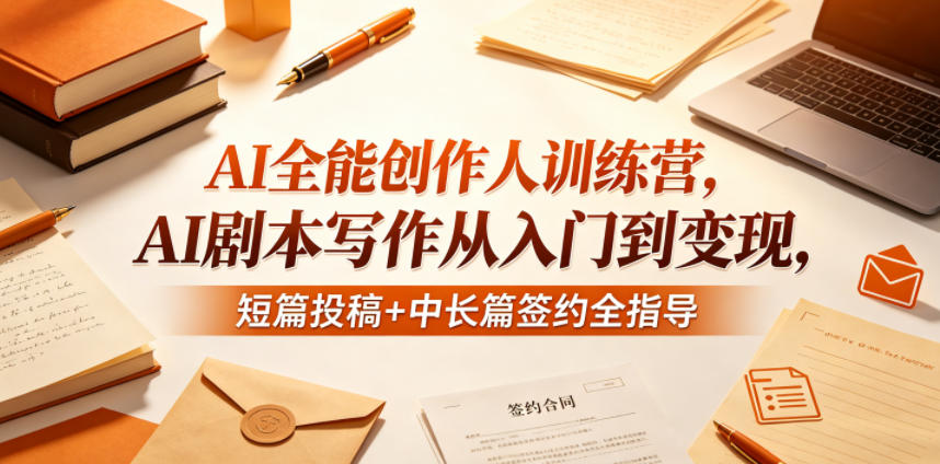AI全能创作人训练营,AI剧本写作从入门到变现,短篇投稿+中长篇签约全指导-二当家网创资源站
