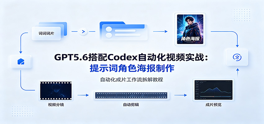 GPT5.6搭配Codex自动化视频实战：提示词角色海报制作，自动化成片工作流拆解教程-二当家网创资源站