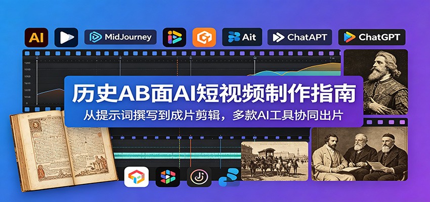 历史AB面AI短视频制作指南：从提示词撰写到成片剪辑，多款AI工具协同出片-二当家网创资源站