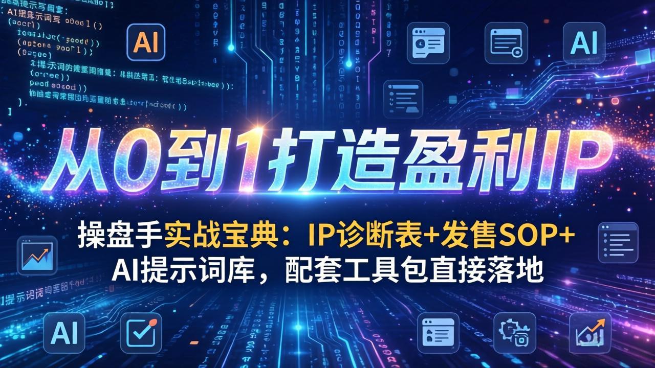 操盘手实战宝典：IP诊断表+发售SOP+AI提示词库，配套工具包直接落地，从0到1打造盈利IP-二当家网创资源站