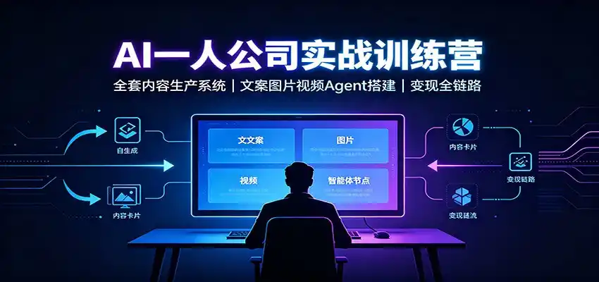 AI创作一人公司实战训练营:全套内容生产系统,文案图片视频Agent搭建变现全链路-二当家网创资源站