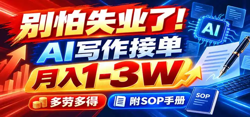 别怕失业了!AI写作接单月入1-3W,多劳多得,附SOP手册-二当家网创资源站