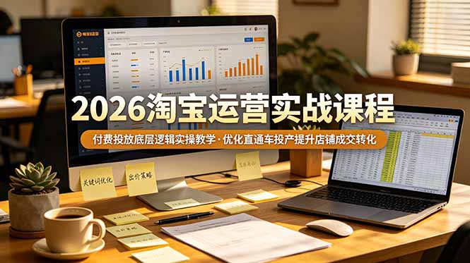 2026 淘宝运营实战课程，付费投放底层逻辑实操教学，优化直通车投产提升店铺成交转化-二当家网创资源站