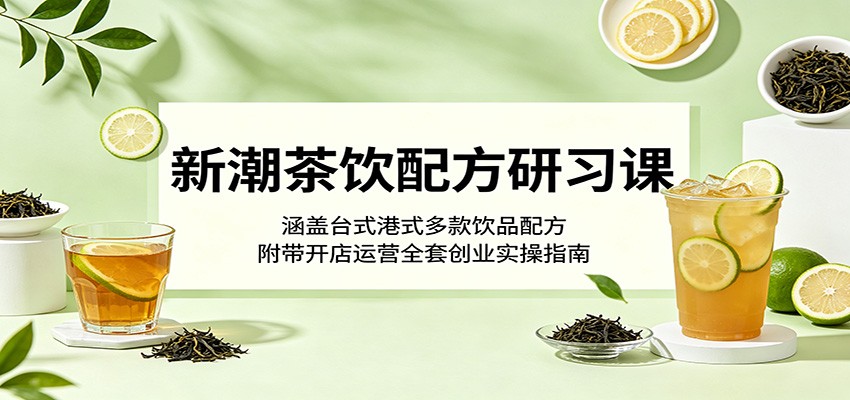 新潮茶饮配方研习课:涵盖台式港式多款饮品配方,附带开店运营全套创业实操指南-二当家网创资源站