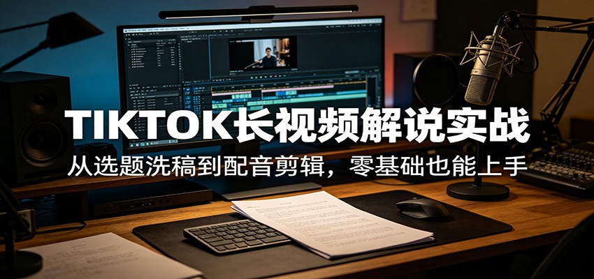 TIKTOK长视频解说实战：从选题洗稿到配音剪辑，零基础也能上手-二当家网创资源站