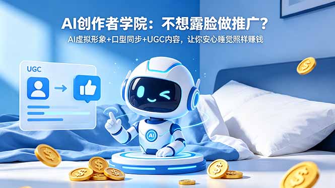 AI创作者学院：不想露脸做推广？AI虚拟形象+口型同步+UGC内容，让你安心睡觉照样赚钱-二当家网创资源站