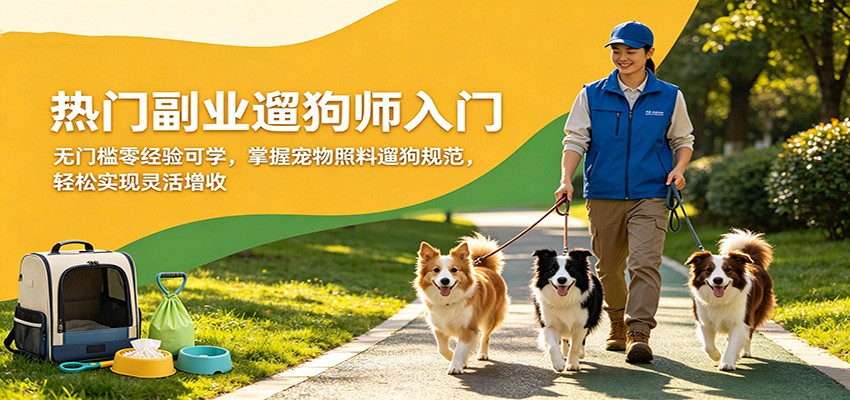 热门副业遛狗师入门，无门槛零经验可学，掌握宠物照料遛狗规范，轻松实现灵活增收-二当家网创资源站