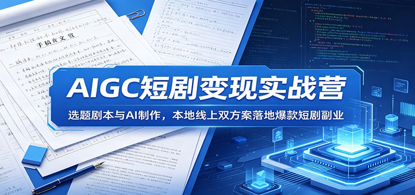 AIGC短剧变现实战营：选题剧本与AI制作，本地线上双方案落地爆款短剧副业-二当家网创资源站