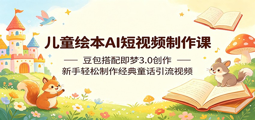 儿童绘本AI短视频制作课：豆包搭配即梦3.0创作，新手轻松制作经典童话引流视频-二当家网创资源站