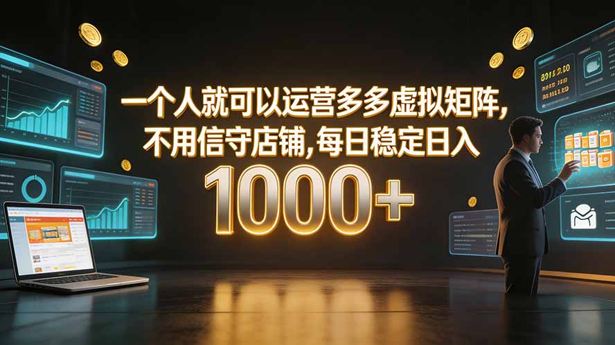 一个人就可以运营多多虚拟矩阵，不用值守店铺，每日稳定日入 1000+-二当家网创资源站