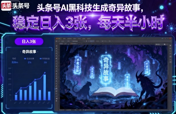 头条号AI黑科技生成奇异故事，稳定日入3张，每天半小时-二当家网创资源站
