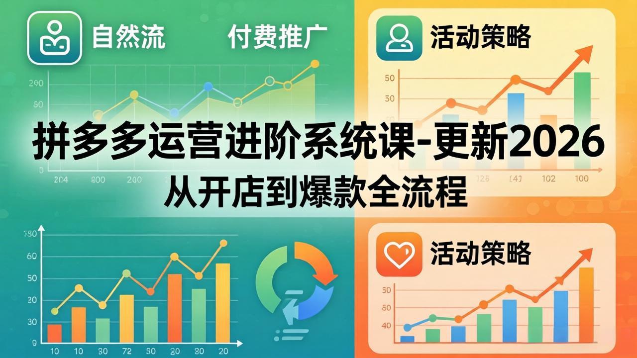 拼多多运营进阶系统课-更新2026：从开店到爆款全流程，自然流+付费推广+活动策略-二当家网创资源站