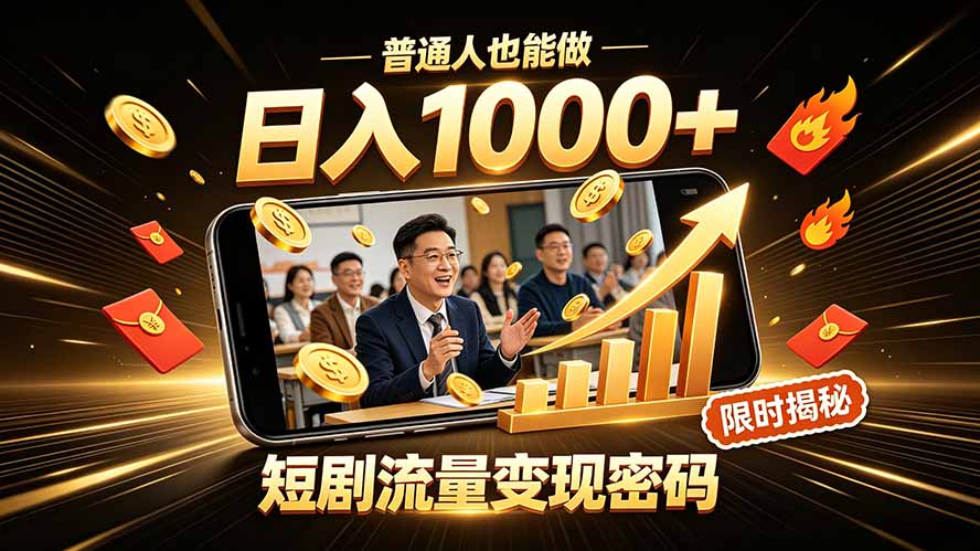 一部手机做短剧分发，不用真人出镜、不用拍摄剧本，快手流量变现日赚千元-二当家网创资源站
