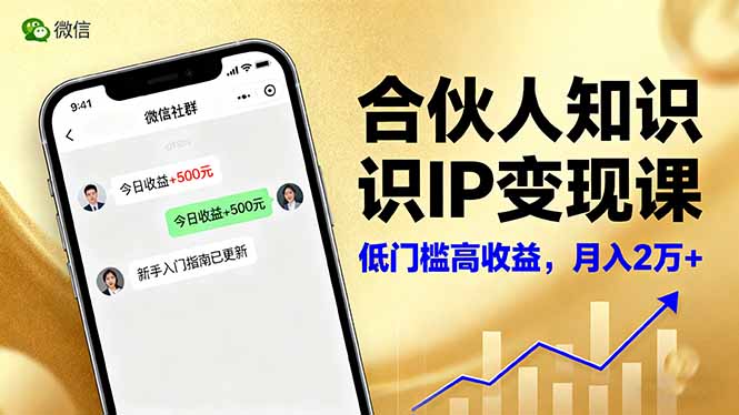 合伙人知识IP变现课，微信生态,内容创作与爆款打造,全网引流，新手月入2w+-二当家网创资源站