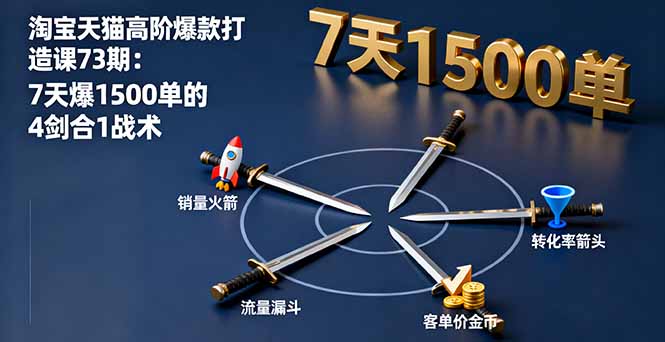 淘宝天猫高阶爆款打造课73期：7天爆1500单的4剑合1战术-二当家网创资源站