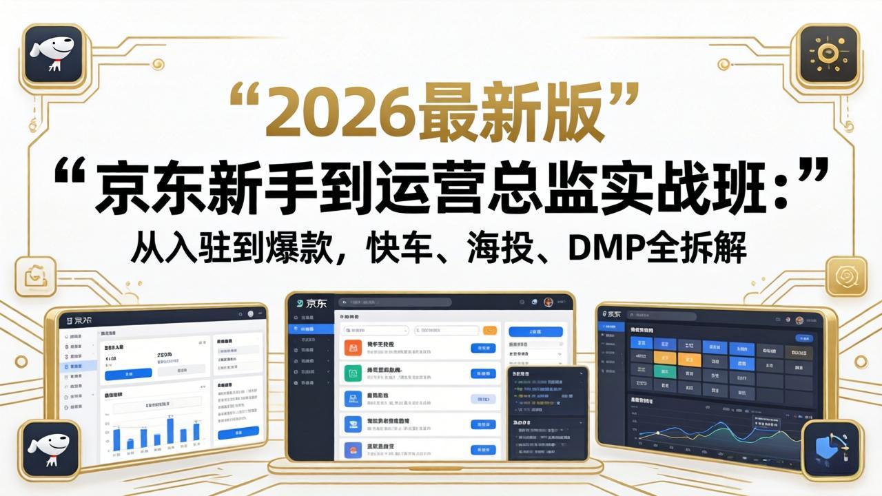 京东新手到运营总监实战班：从入驻到爆款，快车、海投、DMP全拆解，2026最新版-二当家网创资源站