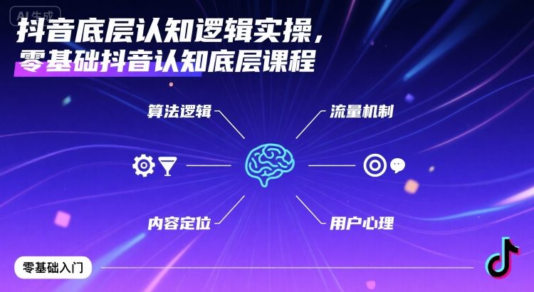 抖音底层认知逻辑实操，零基础抖音认知底层课程-二当家网创资源站