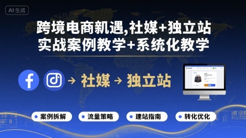 跨境电商新机遇，社媒+独立站，实战案例教学+系统化教学-二当家网创资源站
