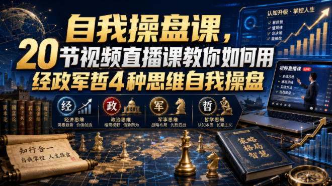 自我操盘课，20节视频直播课教你如何用经政军哲4种思维自我操盘-二当家网创资源站