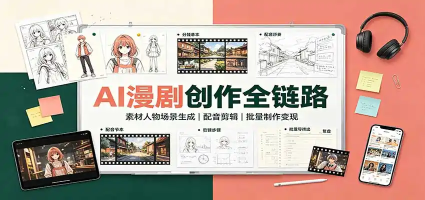 AI漫剧创作全链路：素材人物场景生成，配音剪辑，批量制作变现-二当家网创资源站