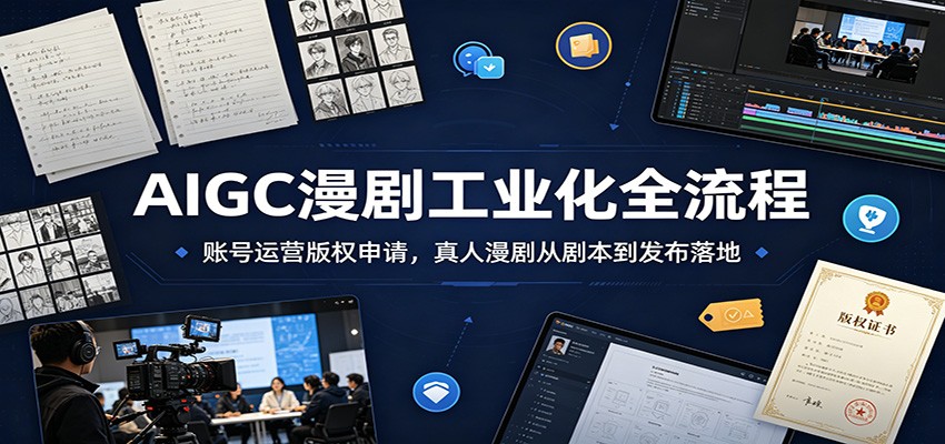 AIGC漫剧工业化全流程：账号运营版权申请，真人漫剧从剧本到发布落地-二当家网创资源站