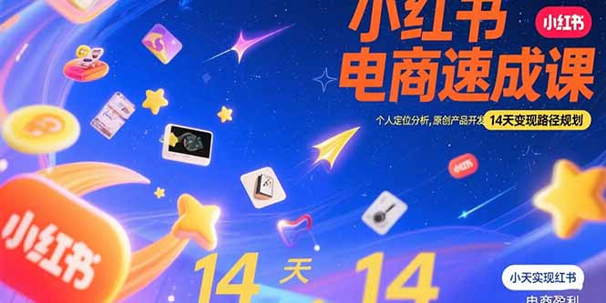 小红书虚拟电商速成课：个人定位分析，原创产品开发，14天变现路径规划-二当家网创资源站