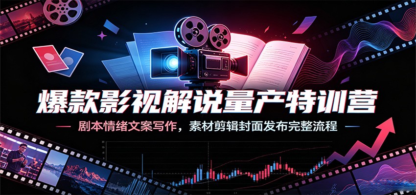 爆款影视解说量产特训营：剧本情绪文案写作，素材剪辑封面发布完整流程-二当家网创资源站