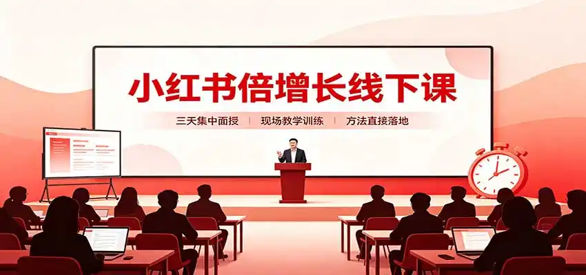 小红书倍增长线下课:三天集中面授,拆解选品、素材制作与起号全链路-二当家网创资源站