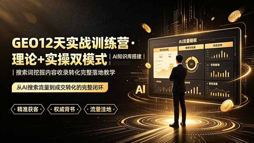 GEO12天实战训练营·理论+实操双模式|AI知识库搭建|搜索词挖掘内容收录转化完整落地教学-二当家网创资源站