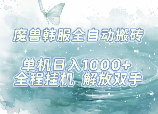 最新韩服游戏搬砖，单机日入1k+，全自动运行挂G项目，解放双手【揭秘】-二当家网创资源站