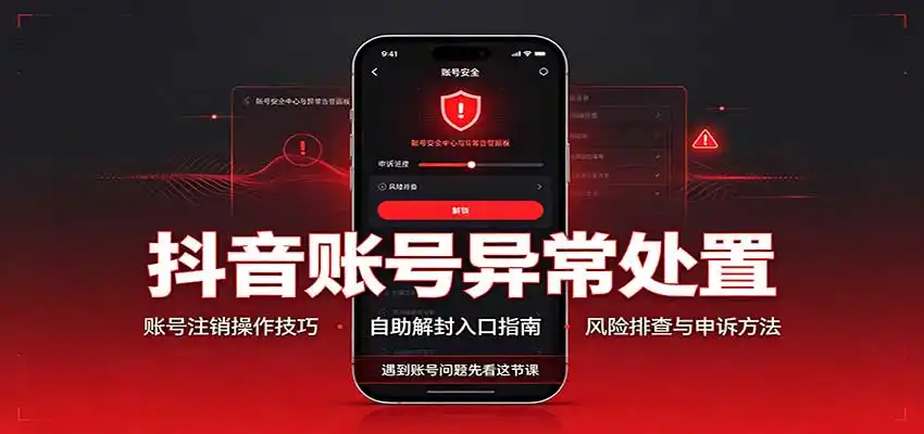 抖音账号异常处置，账号注销操作技巧，自助解封入口-二当家网创资源站
