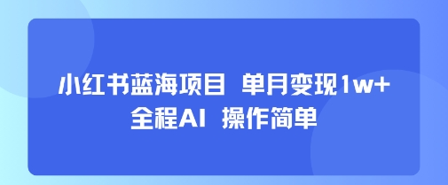 小红书蓝海项目 单月变现1w+ 全程AI 操作简单-二当家网创资源站