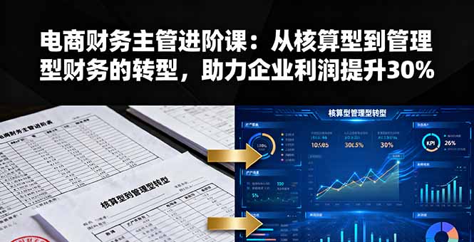 电商财务主管进阶课：从核算型到管理型财务的转型，助力企业利润提升30%-二当家网创资源站