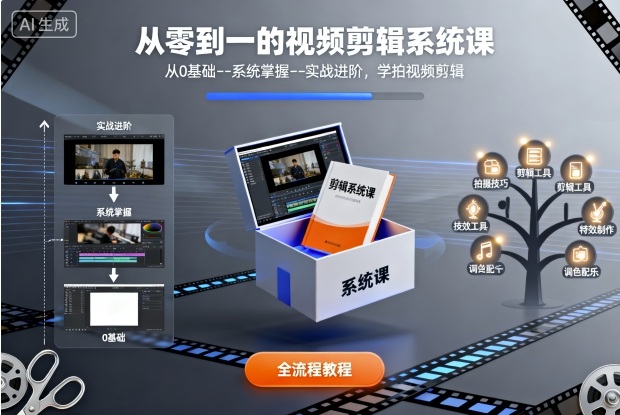 从零到一的视频剪辑系统课，从0基础–系统掌握–实战进阶，学拍视频剪辑-二当家网创资源站