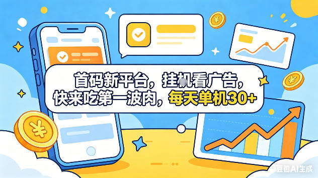 首码新平台,挂G自动看广告,快来吃第一波肉,每天单机30+,可矩阵放大【揭秘】-二当家网创资源站