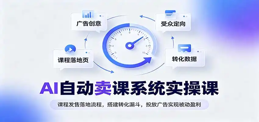 AI自动卖课系统实操课:课程发售落地流程,搭建转化漏斗,投放广告实现被动盈利-二当家网创资源站