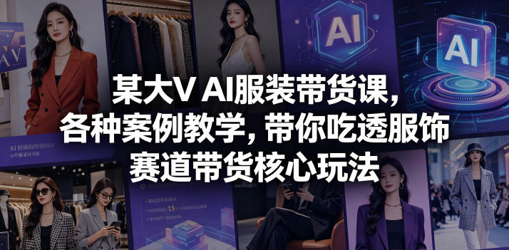 某大V AI服装带货课，各种案例教学，带你吃透服饰赛道带货核心玩法-二当家网创资源站