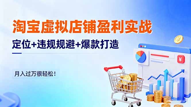 淘宝虚拟店铺盈利实战:定位+违规规避+爆款打造,月入过万很轻松!-二当家网创资源站