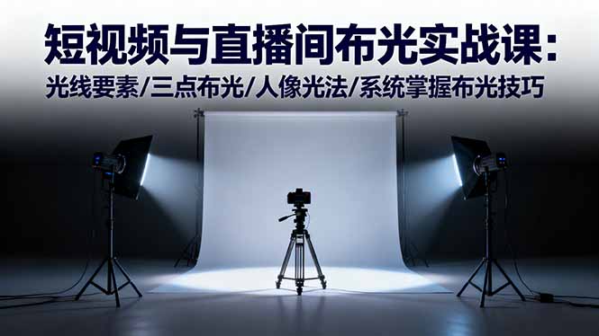 短视频与直播间布光实战课:光线要素/三点布光/人像光法/系统掌握布光技巧-二当家网创资源站