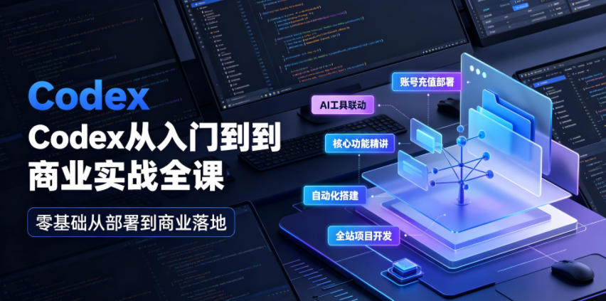 Codex从入门到商业实战全课｜账号充值部署、AI工具联动、核心功能精讲、自动化搭建、全站项目开发零基础教程-二当家网创资源站