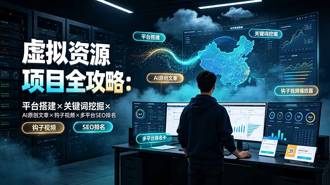 虚拟资源项目全攻略：平台搭建×关键词挖掘×AI原创文章×钩子视频×多平台SEO排名-二当家网创资源站
