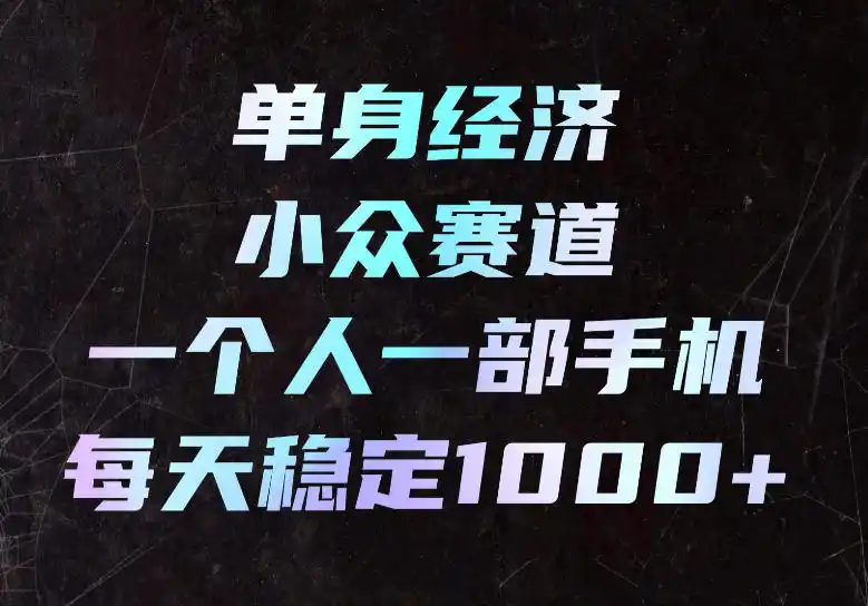 单身经济小众赛道,一个人一部手机,每天稳定1000+,长期可持续的赛道【揭秘】-二当家网创资源站