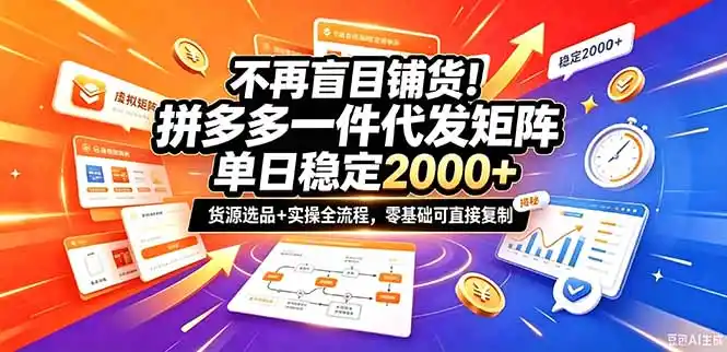 不再盲目铺货！拼多多一件代发矩阵落地攻略，提供优质货源店铺运营全流程，零基础可直接复制-二当家网创资源站